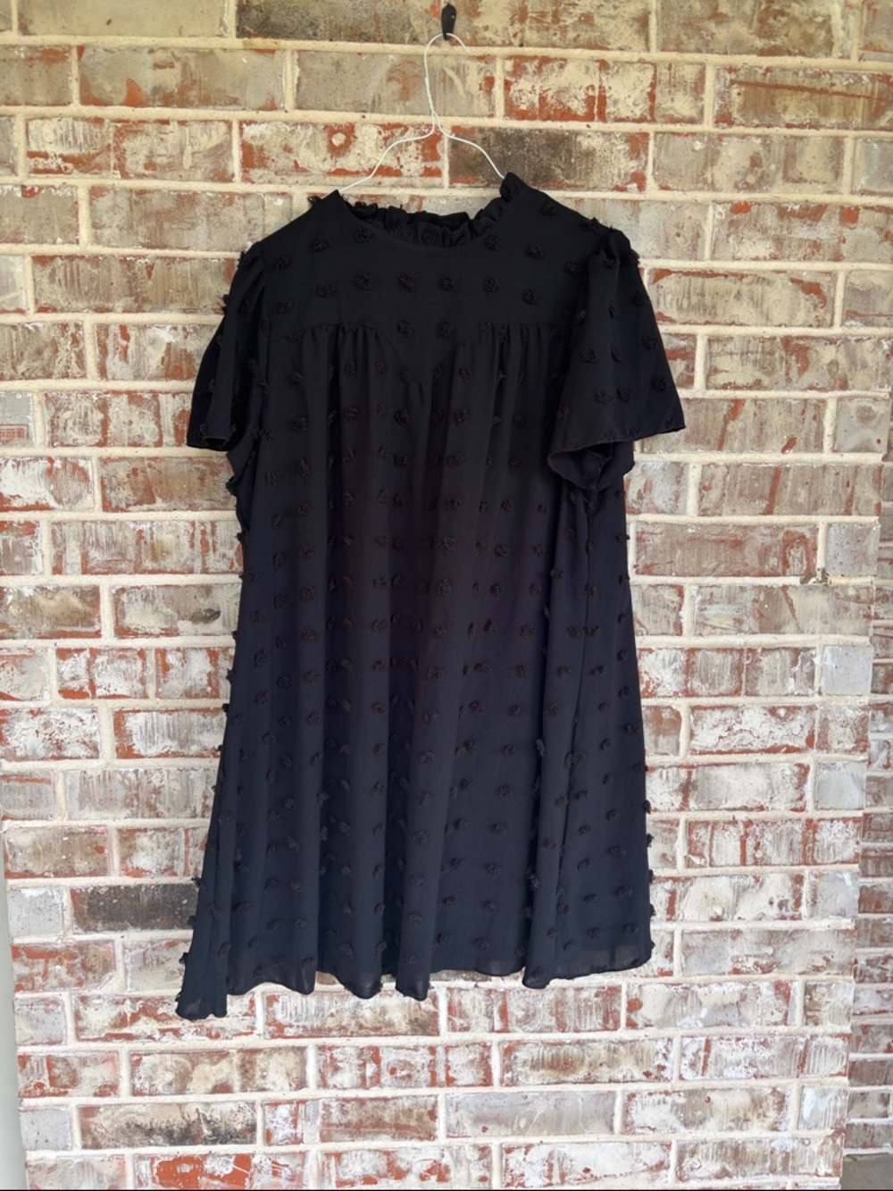 SHEIN Curve Black Dotted Swiss‎ Short Plus Size Dress